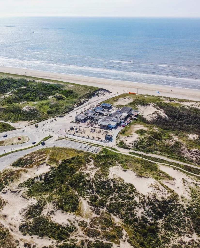 North Sea coastline and dunes at Langevelderslag, the southern approach to Noordvoort nature reserve