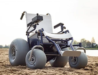 Rolrups all-terrain beach wheelchair for use on sand at Langevelderslag