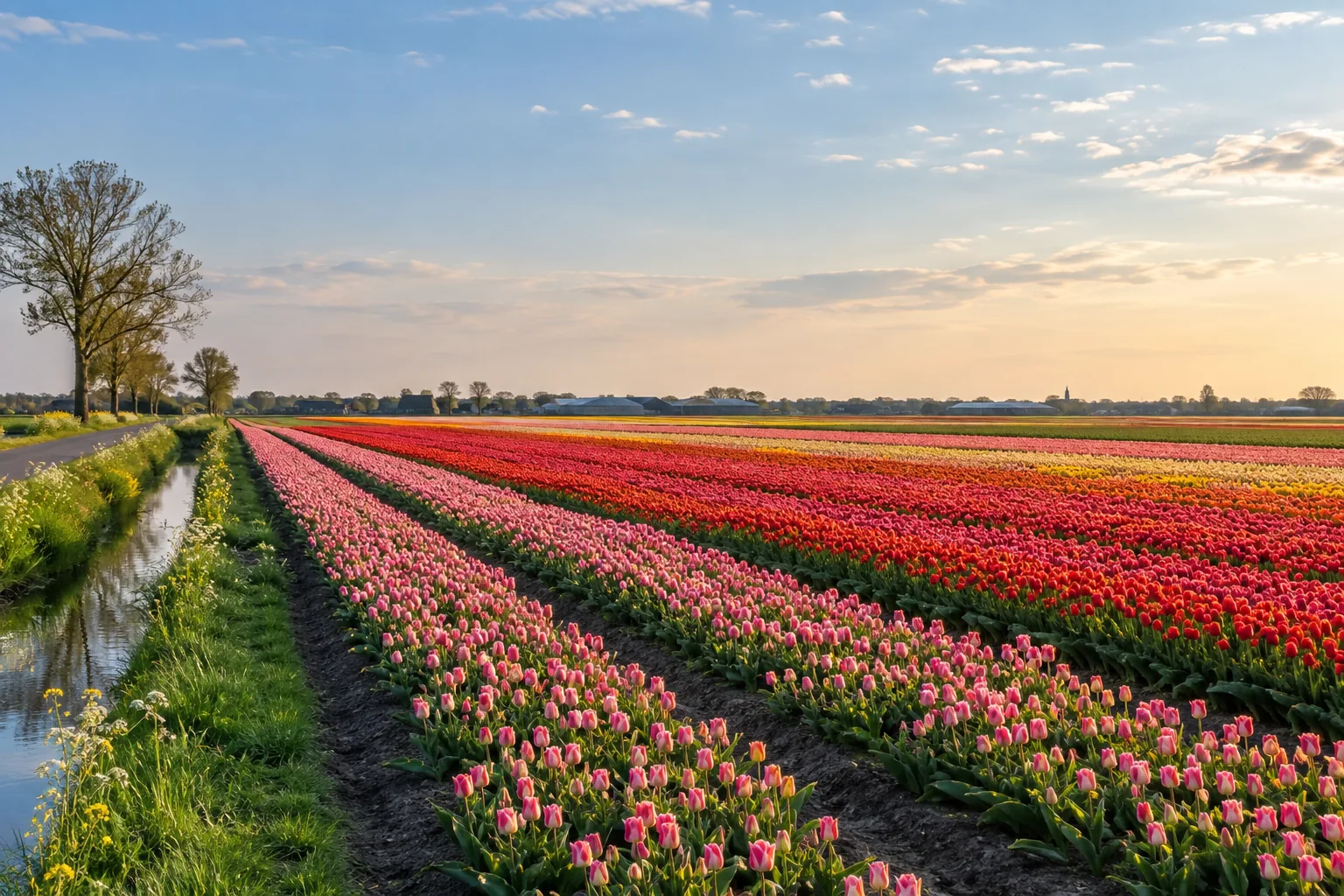 Colourful tulip fields in the Dutch tulip region